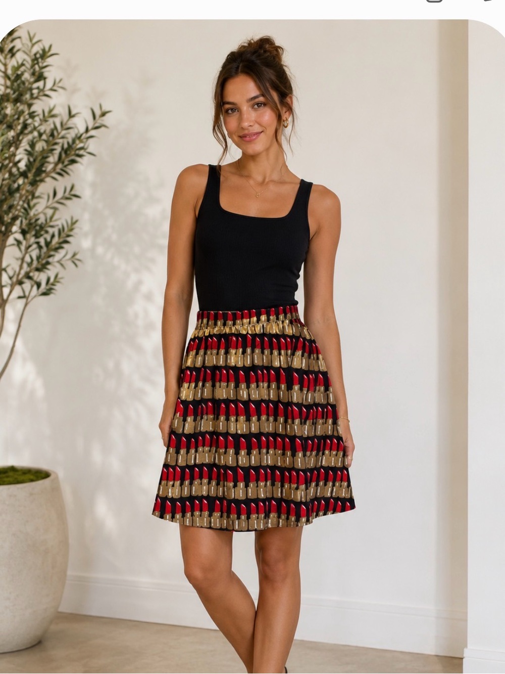 Retrolicious Lipstick Print A-Line Skirt XS retro rockabilly
